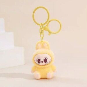 New Cute Yellow Labubu Bunny Keychain dangeler clip